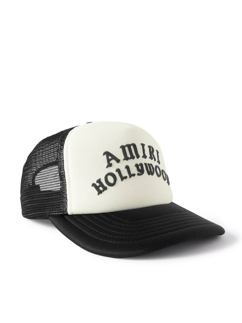 AMIRI - Hollywood Logo-Embroidered Cotton-Canvas and Mesh Trucker Cap - Men - Black von AMIRI