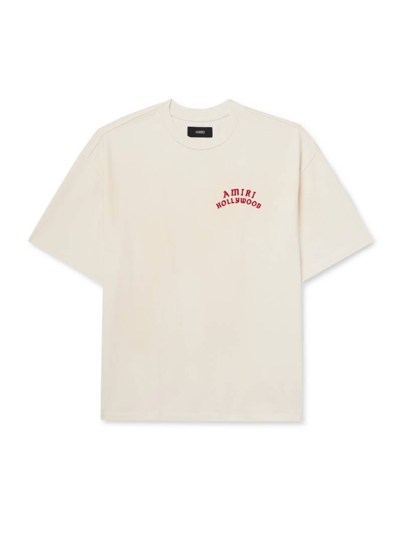 AMIRI - Hollywood Logo-Print Cotton-Jersey T-Shirt - Men - Neutrals - M von AMIRI