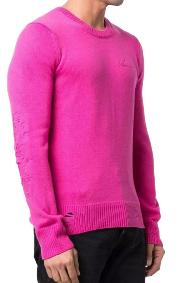 AMIRI Kaschmirpullover Pullover Kaschmir Slim Fit Destroyed Repaired Strickpulli Raffinierte Reparaturnähte mit Frottee-Unterlage an Ellbogen von AMIRI