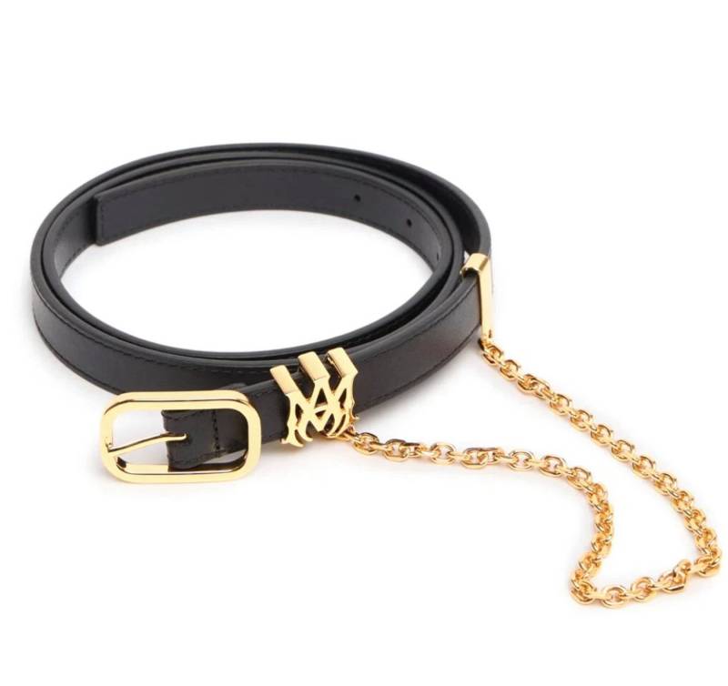 AMIRI Ledergürtel MA Chain Belt 2cm Ledergürtel mit goldener Kette und Signature Abnehmbare Metallkette in Goldoptik von AMIRI