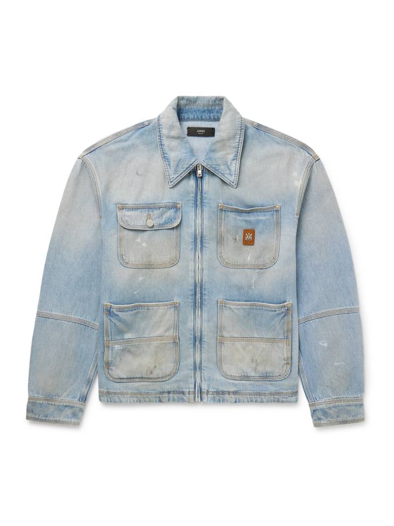 AMIRI - Logo-Appliquéd Distressed Denim Jacket - Men - Blue - S von AMIRI