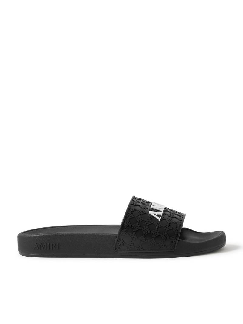 AMIRI - Logo-Appliquéd Embossed Rubber Slides - Men - Black - EU 45 von AMIRI