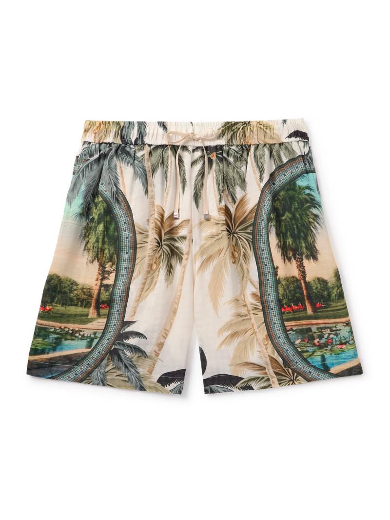 AMIRI - Paradise Straight-Leg Printed Satin Drawstring Shorts - Men - Green - XL von AMIRI