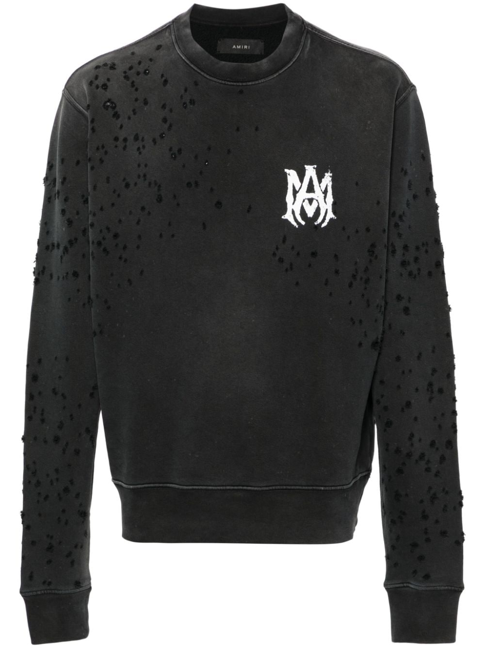 AMIRI Sweatshirt in Distressed-Optik - Schwarz von AMIRI