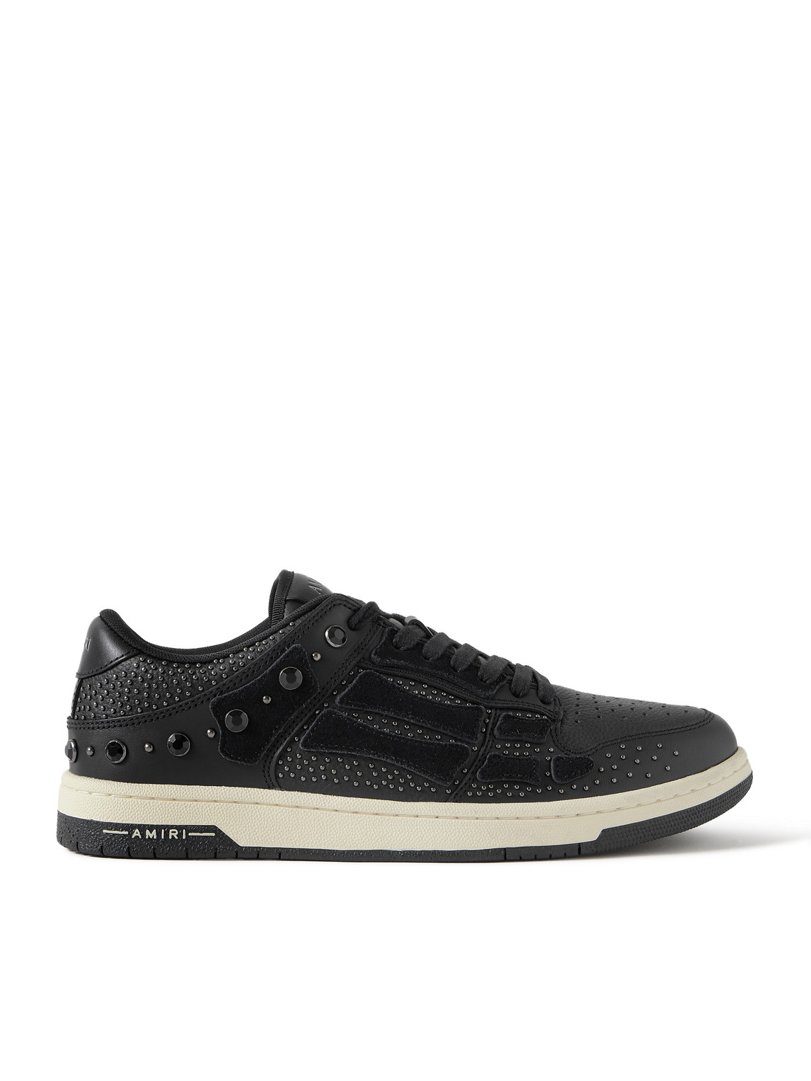 AMIRI - Skel-Top Embellished Appliquéd Leather and Suede Sneakers - Men - Black - EU 46 von AMIRI