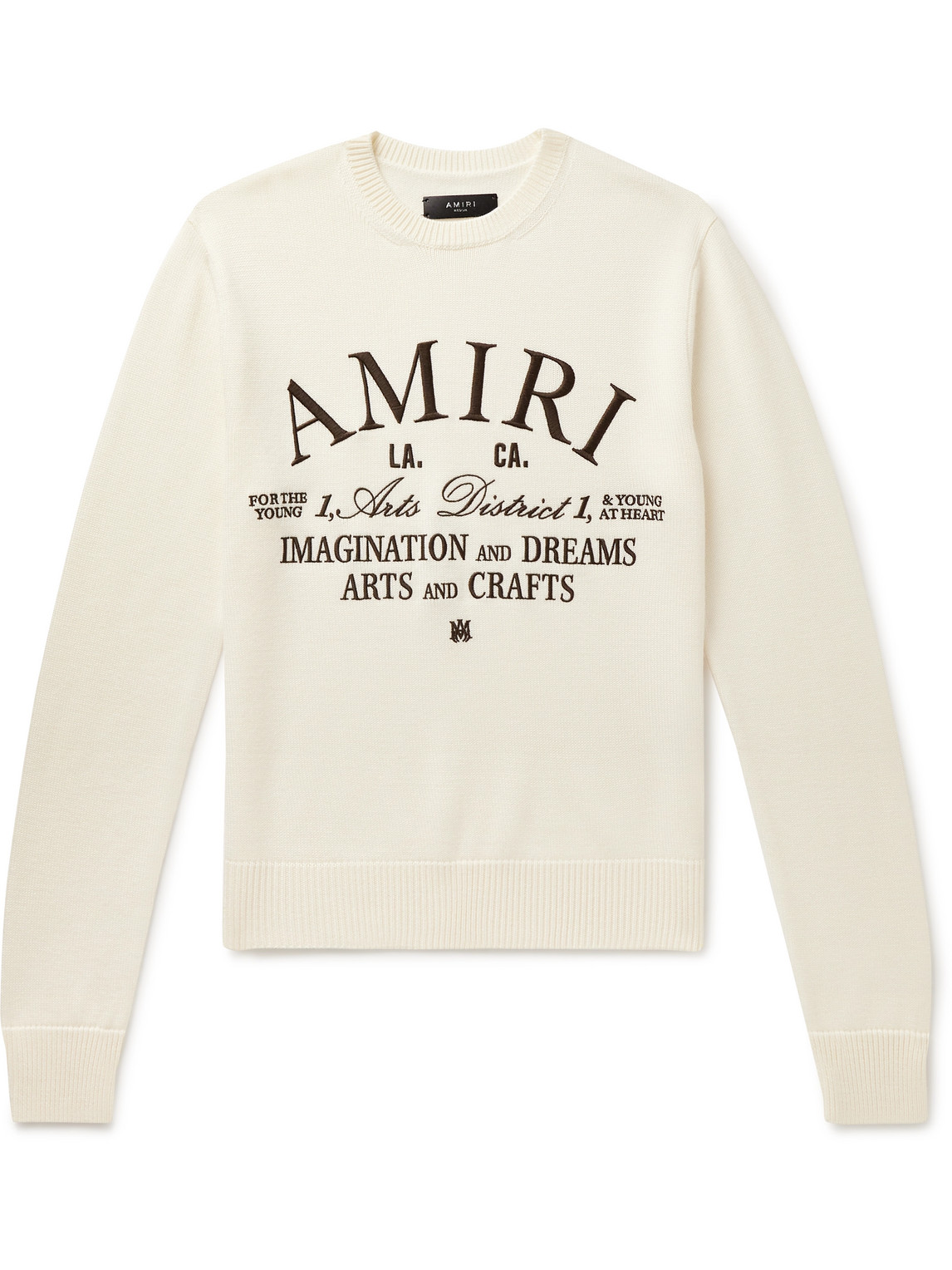 AMIRI - Slim-Fit Logo-Embroidered Wool Sweater - Men - Neutrals - S von AMIRI