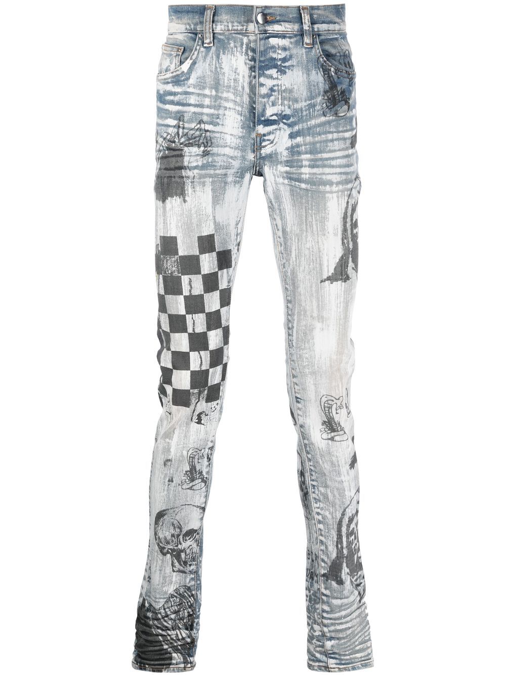 AMIRI Slim-Fit-Jeans mit Graffiti-Print - Blau von AMIRI