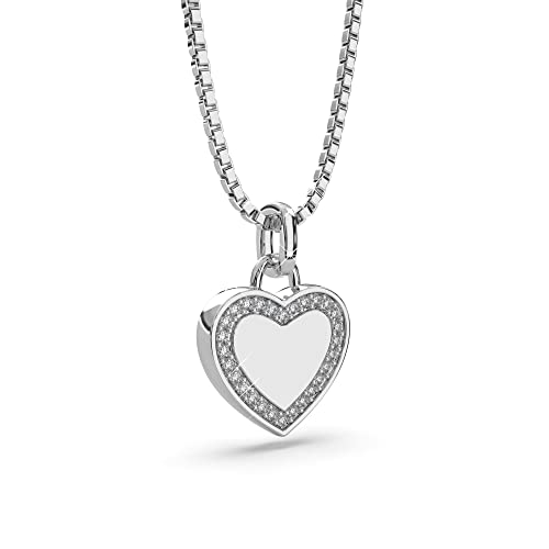 AMITSCHI® - Herzkette Silber 925 - Herz Kette Gold zweiseitig tragbar [gravierbarer Herzanhänger] Kette Herz als perfekte Geschenkidee - Herz-Anhänger zum Verlieben (Kette Herz Silber) von AMITSCHI