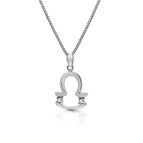 AMITSCHI® Sternzeichen-Kette aus 925 Sterling Silber - [verstellbare Sternzeichenkette für Damen] Perfekte Geschenkidee - Einzigartiges Sternzeichen Design - Waage 24. September - 23. Oktober von AMITSCHI