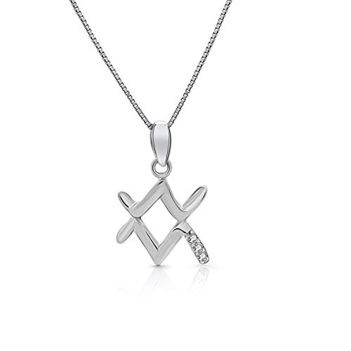 AMITSCHI® Sternzeichen-Kette aus 925 Sterling Silber - [verstellbare Sternzeichenkette für Damen] Perfekte Geschenkidee - Einzigartiges Sternzeichen Design - Wassermann 21. Januar - 19. Februar von AMITSCHI