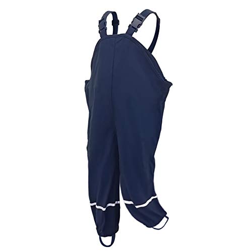 amiyan Kinder Regenlatzhose Regenhose wasserdichte Atmungsaktiv Buddelhose Matschhose mit Hosenträgern für Mädchen Jungen Dunkelblau 122/128 von amiyan