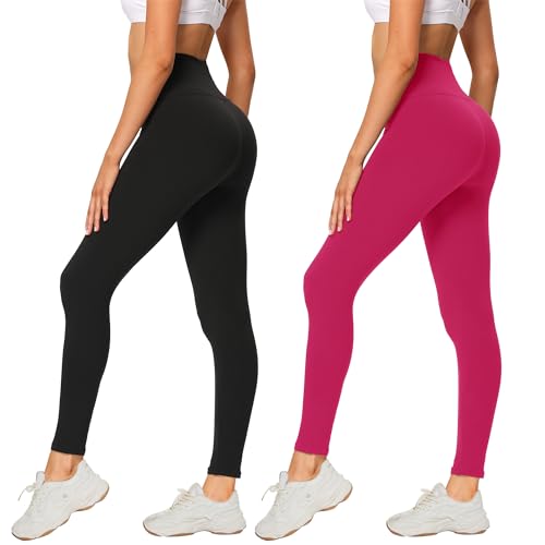 AMIYOYO 2er Pack Leggings für Damen High Waist Leggins Blickdicht Elastische Bauchweg Hosen Weiche Sporthose für Yoga Fitness Outdoor&Freizeit von AMIYOYO