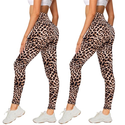 AMIYOYO 2er Pack Leggings für Damen High Waist Leggins Blickdicht Elastische Bauchweg Hosen Weiche Sporthose für Yoga Fitness Outdoor&Freizeit von AMIYOYO