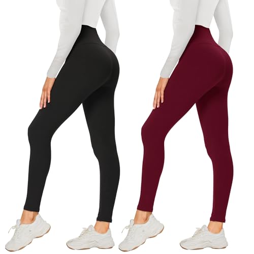 AMIYOYO 2er Pack Leggings für Damen High Waist Leggins Blickdicht Elastische Bauchweg Hosen Weiche Sporthose für Yoga Fitness Outdoor Freizeit von AMIYOYO