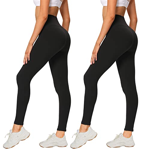 AMIYOYO 2er Pack Leggings für Damen High Waist Leggins Blickdicht Elastische Bauchweg Hosen Weiche Sporthose für Yoga Fitness Outdoor&Freizeit von AMIYOYO