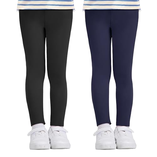 AMIYOYO 2er Pack Mädchen Leggings High Waist Lang Sportsleggins Weiche Sport Leggings Elastisch Fitness Hose Bequem Tanzhose Basic für Kinder von AMIYOYO