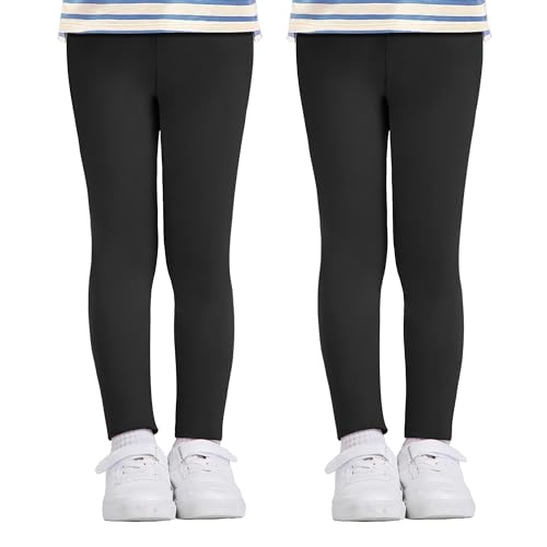 AMIYOYO 2er Pack Mädchen Leggings High Waist Lang Sportsleggins Weiche Sport Leggings Elastisch Fitness Hose Bequem Tanzhose Basic für Kinder von AMIYOYO