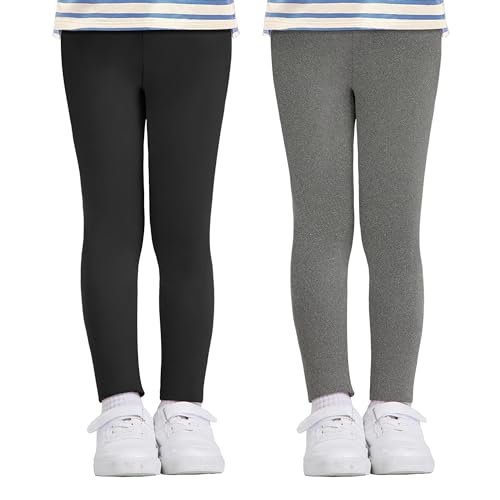 AMIYOYO 2er Pack Mädchen Leggings High Waist Lang Sportsleggins Weiche Sport Leggings Elastisch Fitness Hose Bequem Tanzhose Basic für Kinder von AMIYOYO
