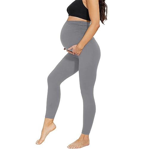 AMIYOYO Damen Umstandsleggings High Waist Schwangerschaftsleggings Blickdicht Umstandshose Freizeithose Stretch Umstandsmode für Schwangere Lang von AMIYOYO