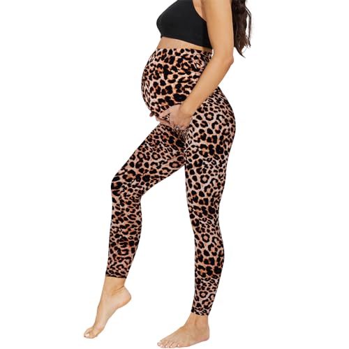 AMIYOYO Damen Umstandsleggings High Waist Schwangerschaftsleggings Blickdicht Umstandshose Freizeithose Stretch Umstandsmode für Schwangere Lang von AMIYOYO