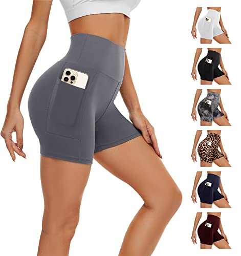 AMIYOYO Kurze Sporthose Damen Mit Handytasche High Waist Radlerhose Blickdicht Sport Shorts Kurze Leggings Bauchweg Unterhosen Yoga Gym für Sommer von AMIYOYO