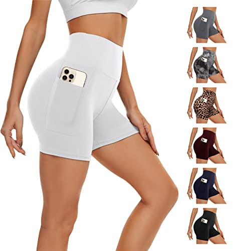 AMIYOYO Kurze Sporthose Damen mit Handytasche High Waist Radlerhose Blickdicht Sport Shorts Kurze Leggings Bauchweg Unterhosen Yoga Gym für Sommer von AMIYOYO