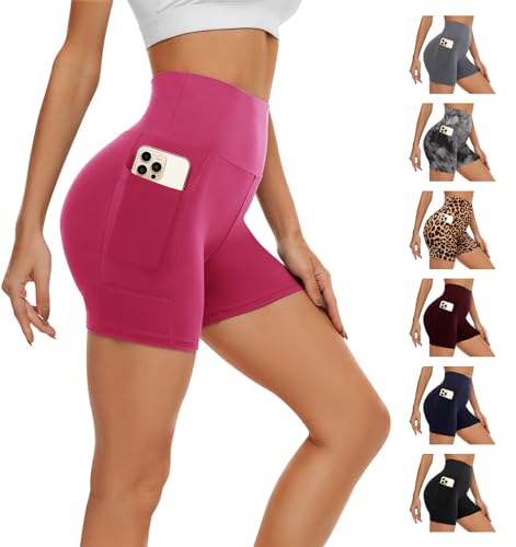 AMIYOYO Kurze Sporthose Damen mit Handytasche High Waist Radlerhose Blickdicht Sport Shorts Kurze Leggings Bauchweg Unterhosen Yoga Gym für Sommer von AMIYOYO