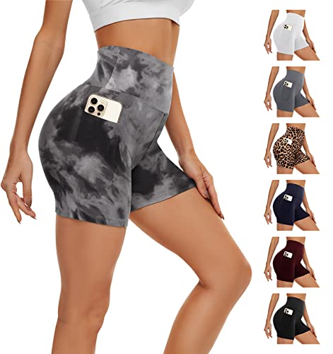 AMIYOYO Kurze Sporthose Damen mit Handytasche High Waist Radlerhose Blickdicht Sport Shorts Kurze Leggings Bauchweg Unterhosen Yoga Gym für Sommer von AMIYOYO