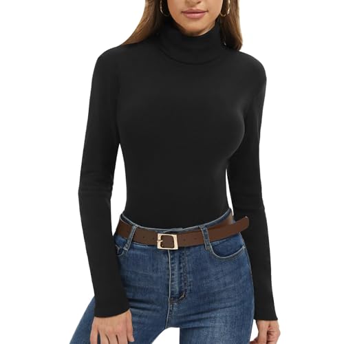AMIYOYO Pullover Damen Rollkragenpullover Baumwolle Rollkragenshirt Lang Thermo Strick Pullover Elegant Kuscheliger Turtleneck Langarmshirt für Herbst Winter von AMIYOYO