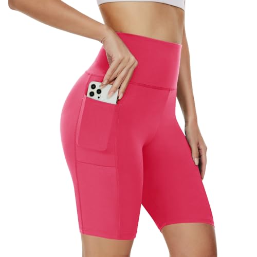 AMIYOYO Radlerhose Damen mit Taschen High Waist Sporthose Kurze Leggings Blickdicht Sportshorts Dehnbar Hotpants Bequem für Sommer Yoga Fitness Gym von AMIYOYO