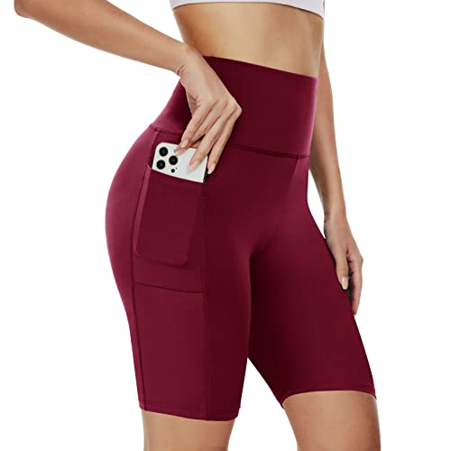 AMIYOYO Radlerhose Damen mit Taschen High Waist Sporthose Kurze Leggings Blickdicht Sportshorts Dehnbar Hotpants Bequem für Sommer Yoga Fitness Gym von AMIYOYO