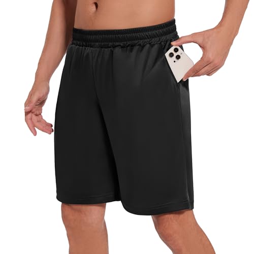 AMIYOYO Sporthose Herren Kurz Hosen Sommer Shorts Schnelltrocknend Leicht Sport Trainingshose Laufhose Gym Jogginghose Mit Taschen(S,ASchwarz von AMIYOYO