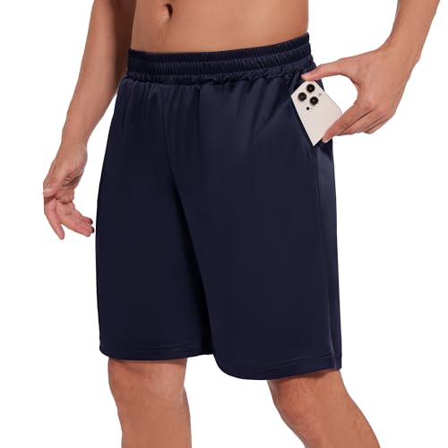 AMIYOYO Sporthose Herren Kurz Hosen Sommer Shorts Schnelltrocknend Leicht Sport Trainingshose Laufhose Gym Jogginghose Mit Taschen(M,Dunkelblau von AMIYOYO