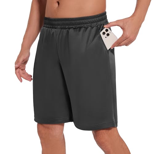 AMIYOYO Sporthose Herren Kurz Hosen Sommer Shorts Schnelltrocknend Leicht Sport Trainingshose Laufhose Gym Jogginghose Mit Taschen(XXL,Dunkelgrau von AMIYOYO