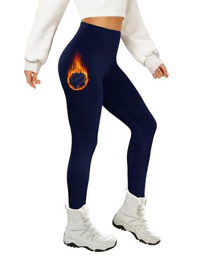AMIYOYO Thermo Leggings Damen Gefütterte Thermoleggins für Winter High Waist Blickdicht Strumpfhose Mit Fleece Warm Kuschelig Elastisch Sport Leggins von AMIYOYO
