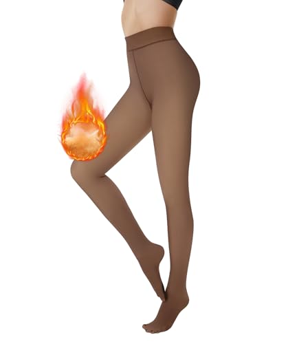 AMIYOYO Thermo Strumpfhose Damen Gefüttert Fleece Thermostrumpfhose Warm Leggings Gefälschte Durchscheinend High Waist Dicke Pantyhose Winter von AMIYOYO