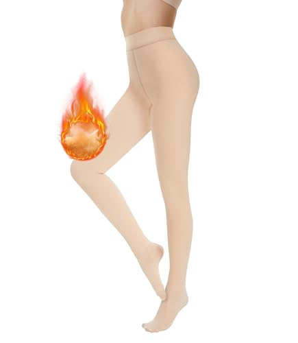 AMIYOYO Thermo Strumpfhose Damen Gefüttert Fleece Thermostrumpfhose Warm Leggings Gefälschte Durchscheinend High Waist Dicke Pantyhose Winter von AMIYOYO