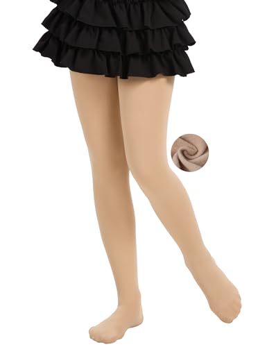 AMIYOYO Thermo Strumpfhose Mädchen Gefütterte Leggings Kinder Ballettkleidung Winter Warm Lined Tights Verdicke Treggings Innenfutter (Hautfarbe,XL) von AMIYOYO
