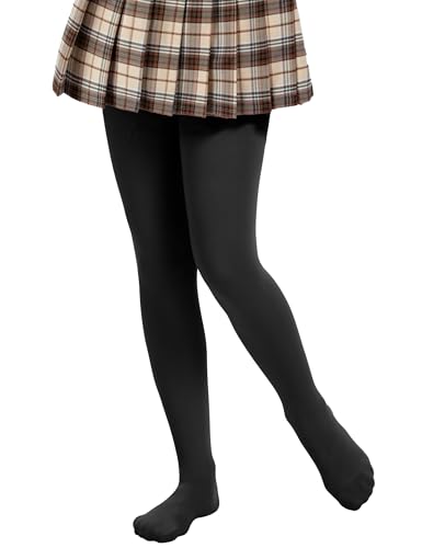 AMIYOYO Thermo Strumpfhose Mädchen Gefütterte Leggings Kinder Ballettkleidung Winter Warm Lined Tights Verdicke Treggings Innenfutter (Schwarz,XL) von AMIYOYO