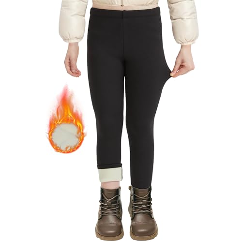 AMIYOYO Thermoleggings Mädchen Gefütterte Leggings mit Fleece Winter Lange Thermohose Kinder Verdickte Warme Thermounterwäsche Blickdicht Elastisch von AMIYOYO
