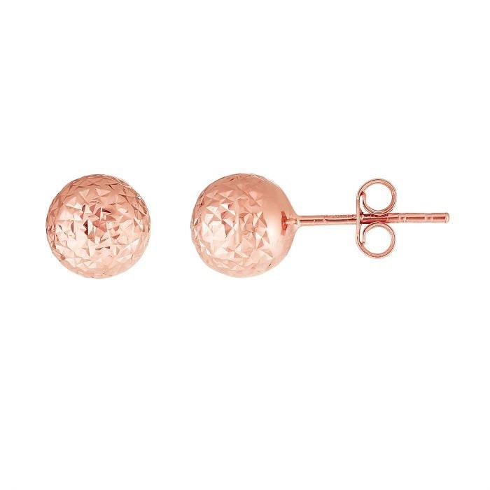 14K Gelb, Weiß, Rose Gold 5mm, 7mm Crystal Cut Ohrring, Push Back Ohrstecker von AMJEWELRYNYC