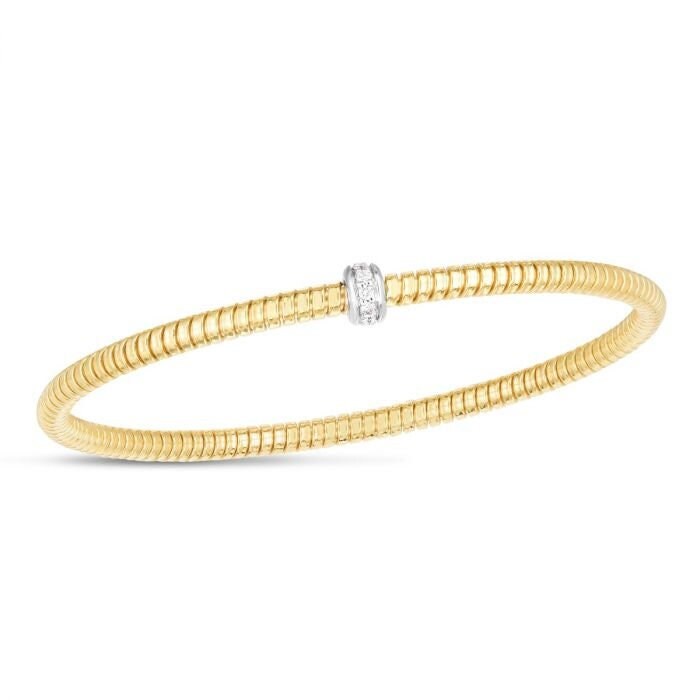 14K Gelbgold, Weißgold, Rosegold .15Ct Diamant Stretch Tubogas Armreif von AMJEWELRYNYC