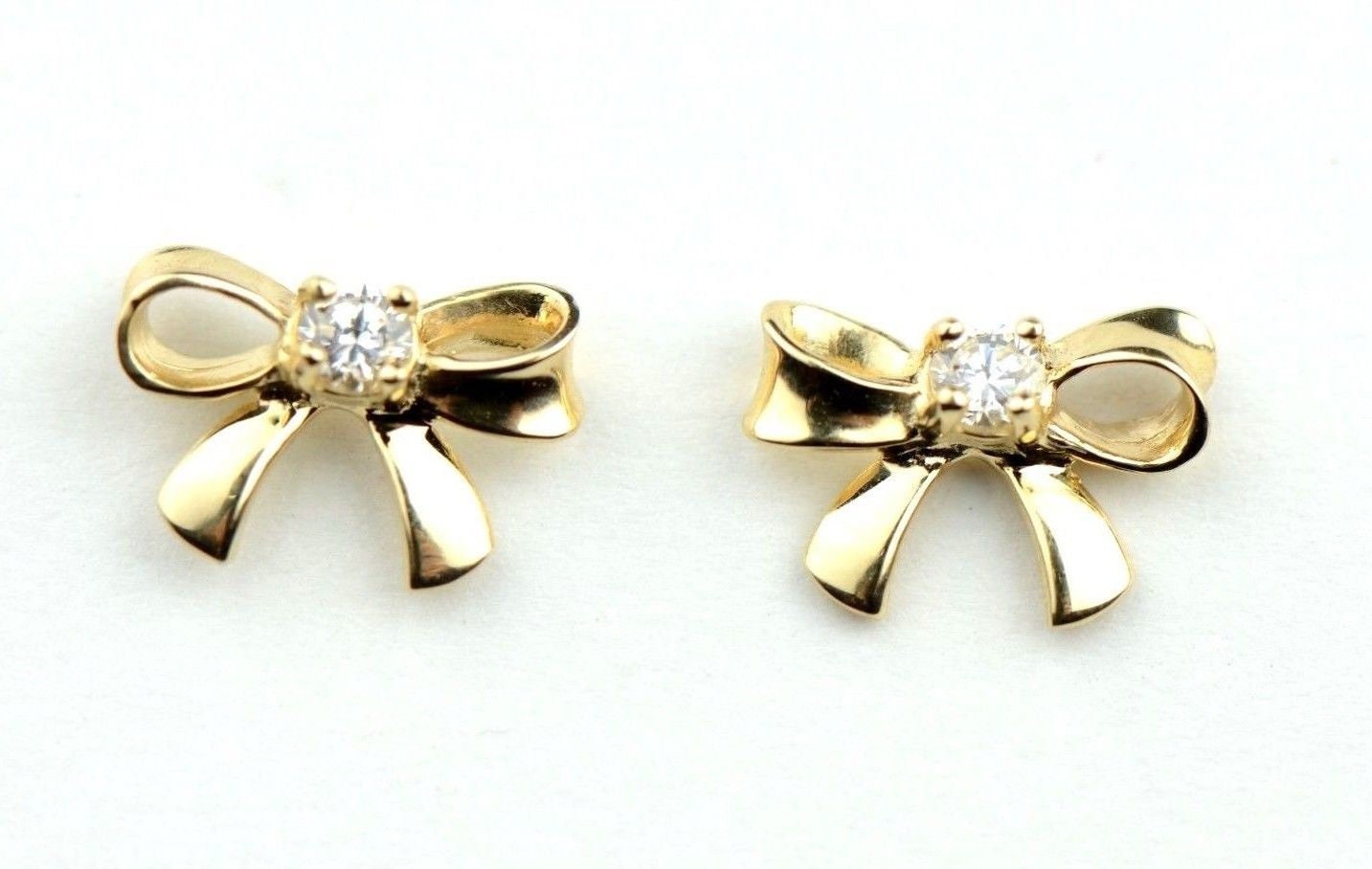 14K Weißgold Oder Gelbgold Bow Tie Ohrringe Mit Schraubverschluss von AMJEWELRYNYC