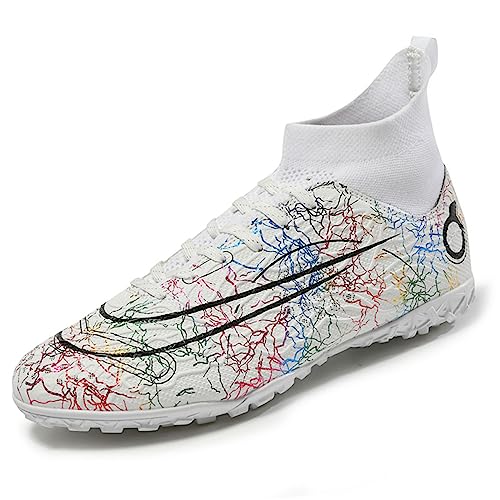 AMLCWZ Fußballschuhe Spike Schuhe für Männer High Top Fußballschuhe Sportliche Wettkampf Trainingsschuhe für draußen Hallenfußball Schuhe Jungen Jugend Sportliche Schuhe Unisex von AMLCWZ