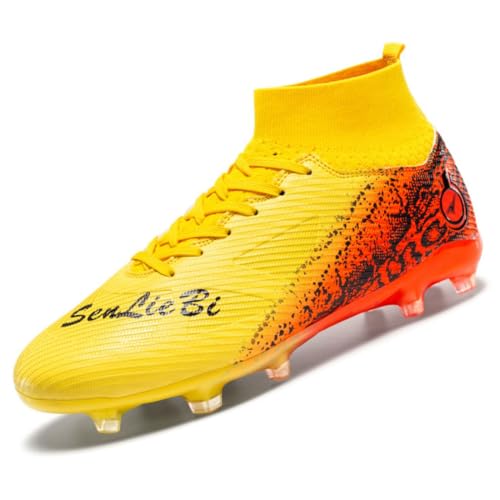 AMLCWZ Fußballschuhe Spike Schuhe für Männer High Top Fussballschuhe Sportliche Wettkampf Trainingsschuhe für draußen Schuhe Jugendliche Fußball Stiefel Unisex von AMLCWZ