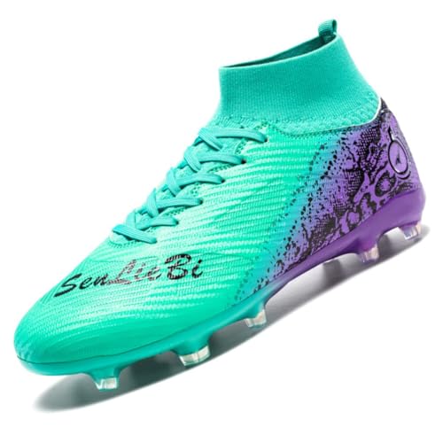 AMLCWZ Fußballschuhe Spike Schuhe für Männer High Top Fussballschuhe Sportliche Wettkampf Trainingsschuhe für draußen Schuhe Jugendliche Fußball Stiefel Unisex von AMLCWZ