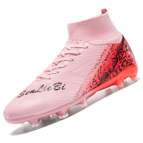 AMLCWZ Fußballschuhe Spike Schuhe für Männer High Top Fussballschuhe Sportliche Wettkampf Trainingsschuhe für draußen Schuhe Jugendliche Fußball Stiefel Unisex von AMLCWZ