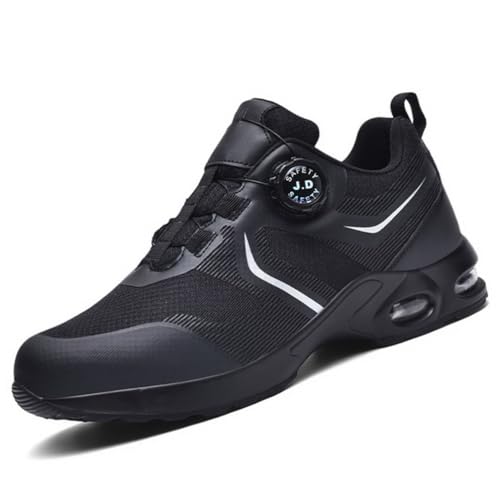 Arbeitsschuhe Herren Leichtgewichtige Sicherheitsschuhe Damen Sport Atmungsaktive Stahlkappenschuhe Bequeme Stahlkappenschuhe Drehschnalle Anti-Smash und Anti-Puncture Arbeitsversicherungsschuhe von AMLCWZ