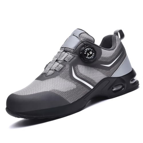 Arbeitsschuhe Herren Leichtgewichtige Sicherheitsschuhe Damen Sport Atmungsaktive Stahlkappenschuhe Bequeme Stahlkappenschuhe Drehschnalle Anti-Smash und Anti-Puncture Arbeitsversicherungsschuhe von AMLCWZ