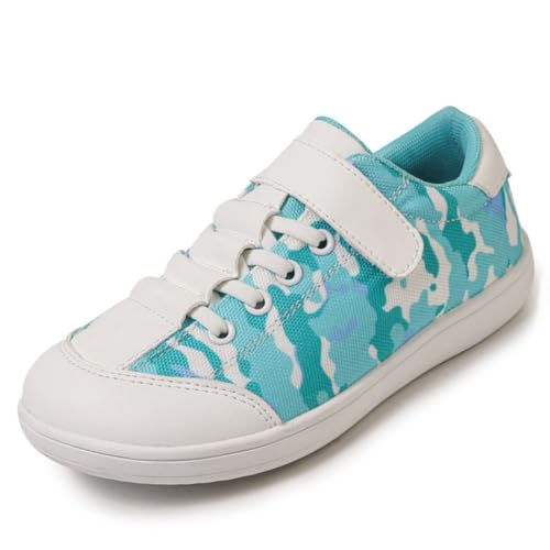 Barfußschuhe Kinder Junge Mädchen Breite mit Klettverschluss barfussschuhe Unisex Laufschuhe Freizeit Barefoot Shoes Outdoor Fitnessschuhe Leicht Schuhe Weich Sneaker von AMLCWZ